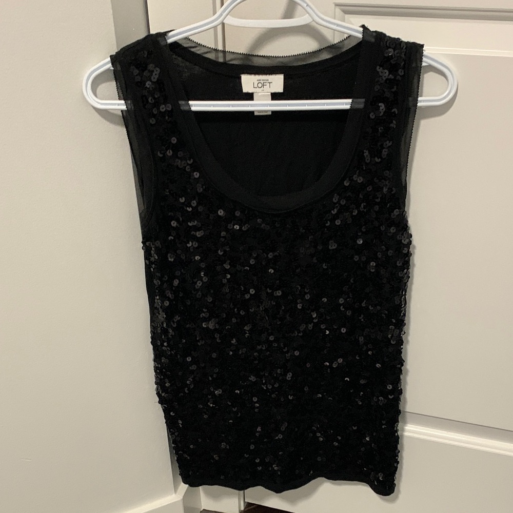 LOFT Black Sequin Tank Top
